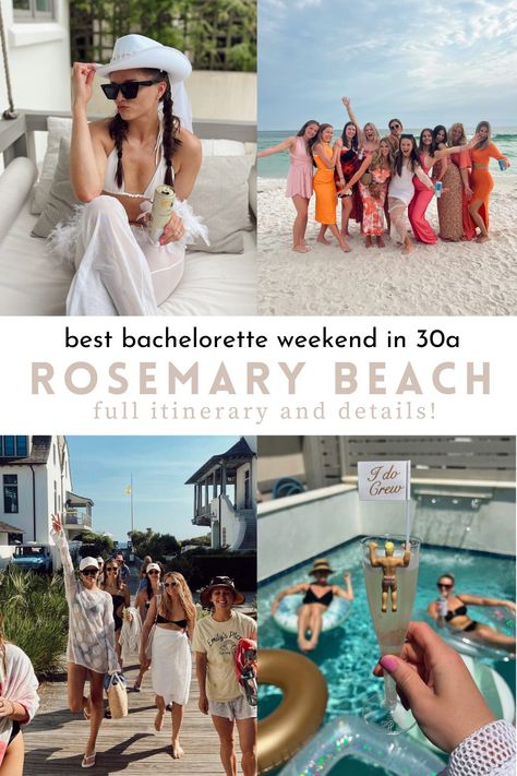 If you're looking for the most relaxing, wholesome, and fun bachelorette party itinerary, then visit the 30A, Rosemary Beach area! Best Beach Bachelorette Locations, Destin Bachelorette Party Itinerary, Rosemary Beach Itinerary, Santa Monica Bachelorette Party, Rosemary Bachelorette Party, Seaside Florida Bachelorette Party, 30a Florida Bachelorette Party, Bachelorette Rosemary Beach, Alys Beach Bachelorette