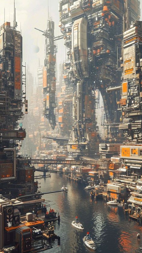 Future City Art, Sci Fi Environment Concept Art, Recreate Famous Paintings, Futuristic City Utopia, Attractive Things, Apocalypse Landscape, Dystopian Art, Future Aesthetic, Attractive Wallpapers