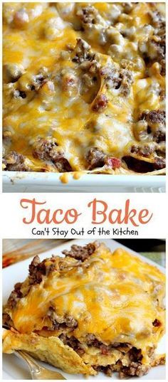 Tex Mex Casserole, Baked Tacos Recipe, Taco Bake, Idee Pasto Sano, Lunch Snacks, Beef Dishes, Mexican Dishes, Cinnamon Roll, Tex Mex