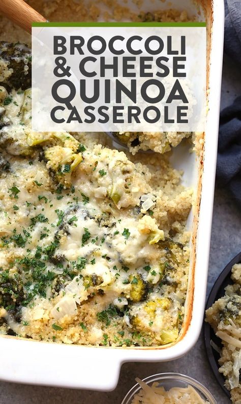 Broccoli And Cheese Casserole, Quinoa Casserole Recipes, Cheese Quinoa, Quinoa Broccoli, Quinoa Casserole, Fit Foodie Finds, Veggie Casserole, Fit Foodie, Cheese Casserole