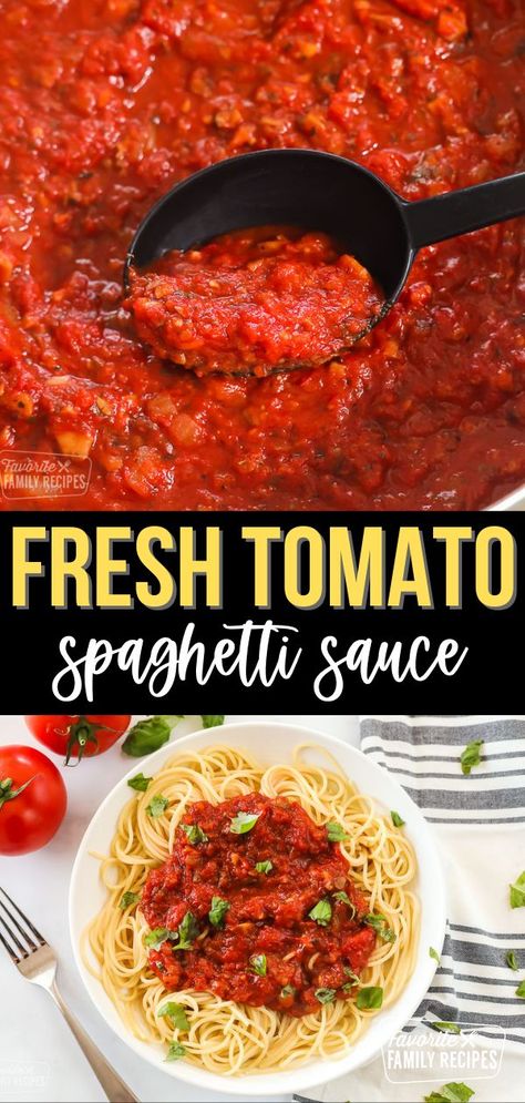 Spaghetti Sauce takes on a fresher, more vibrant flavor when you make it with juicy garden tomatoes. Spaghetti Sauce with Fresh Tomatoes will stay good in the refrigerator for about three to four days. Any longer than that, you may just want to freeze it for later. #freshtomatosauce #tomatosauce #homemadetomatosauce #spaghettisauce #freshtomatoes Homemade Spaghetti Sauce With Garden Tomatoes, Homemade Spaghetti Sauce Easy With Garden Tomatoes, Spaghetti Sauce Recipe From Fresh Tomatoes, Sauce Using Fresh Tomatoes, Spaghetti Sauce Whole Peeled Tomatoes, Spaghetti Sauce From Garden Tomatoes, Spagetti Sauce From Fresh Tomatoes, Spaghetti Sauce Homemade Fresh Tomatoes Recipes, Fresh Spaghetti Sauce Recipe