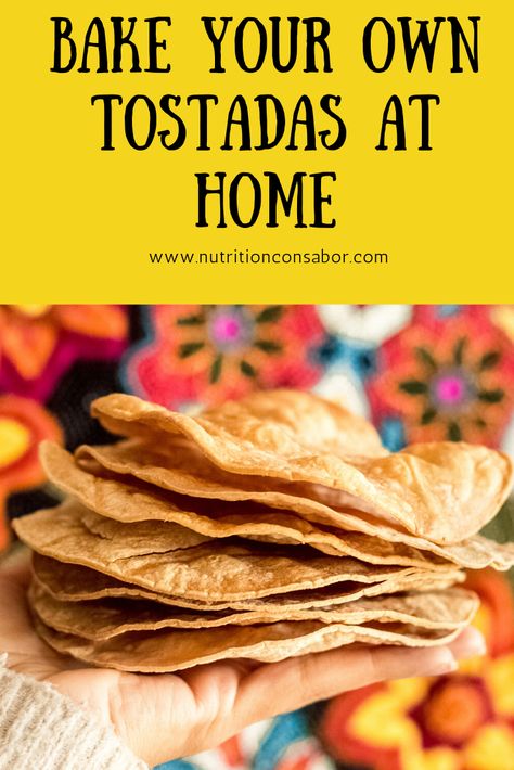 Bake your own lighter tostadas for a healthy spin on a Mexican classic! #healthyrecipes #bakedrecipes #tostadas #mexicantostadas #bakedtostadas #latinrecipes #mexicanrecipes #healthymexicanrecipes #healthymexican Leftover Tortillas, North American Food, Baked Tostadas, Tostadas Recipe, Tostada Recipes, Healthy Tacos Salad, Healthy Mexican Recipes, How To Make Tortillas, Easy Mediterranean Diet Recipes