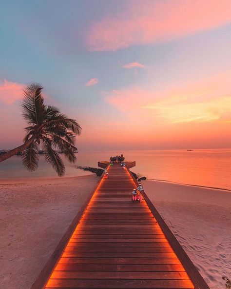 🐬|LUXE RESORTS|�🐬 on Instagram: “Maldives sunset vibes 🌅 . . . 📷: @meirr📍Maldives————————————————— #maldives #hotelsandresorts #wonderful_places #earthpix #bestplacestogo…” جزر المالديف, Travel Scenery, Dream Travel Destinations, Vacation Places, Beautiful Places To Travel, Sky Aesthetic, Beautiful Islands, Walkway, Travel Aesthetic