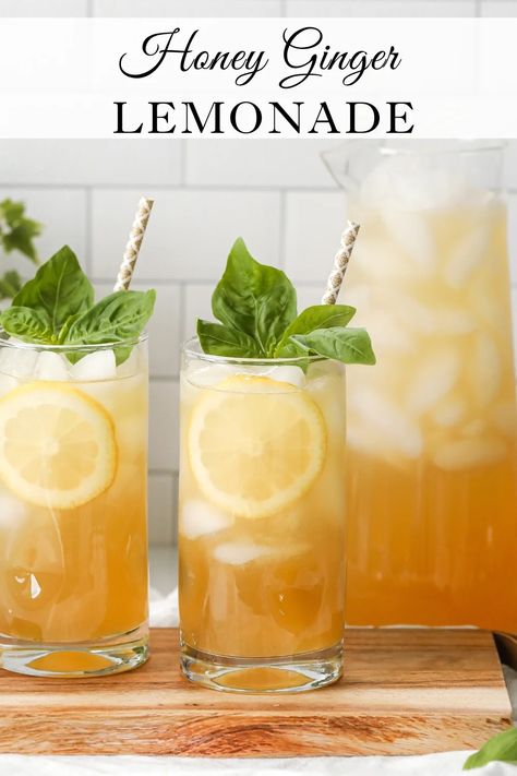 Hot Water With Lemon, Honey Lemonade, Water With Lemon, Honey Drink, Ginger Lemonade, Honey Ginger, Drinking Hot Water, Drink Recipes Nonalcoholic, Lemon Drink