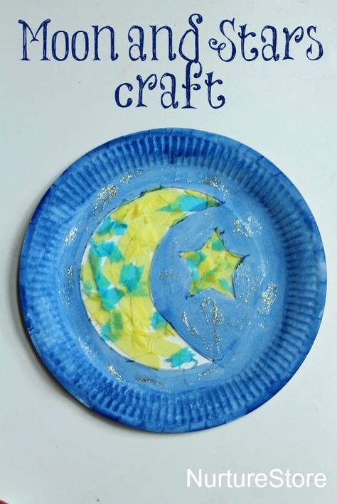 Beautiful moon and start paper plate craft - fun for an easy Ramadan craft for childrne Ramadan Craft, Eid Activities, Islamic Crafts, Paper Plate Craft, October Activities, Ramadan Kids, Eid Crafts, Moon Crafts, Ramadan Activities