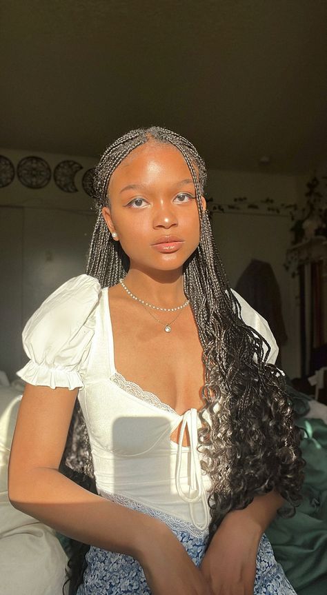 Braids With Curls For Black Women, Black Curly Box Braids, Hairstyles For Braided Hair Black Women, Black Woman Box Braids, Braided Hairstyles For Black Women Curly, Cute Hairstyles For Braids Black, Curled Braids Hairstyles, Braided Hairstyles For Black Women With Curls, Braided Ideas For Black Women