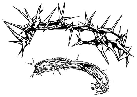 Crown Of Thorns Illustration, Thorn Crown Drawing, Skull With Crown Of Thorns, Skull With Thorns, Jesus Thorn Crown Tattoo, Jesus Crown Of Thorns Tattoo, Jesus Thorn Crown, Crown Of Thorns Drawing, Thorn Crown Tattoo