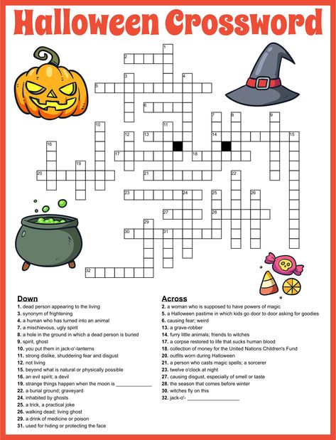 Free Printable Halloween Crossword Puzzles For Adults Halloween Team Activities, Free Crossword Puzzles For Adults, Halloween Word Scramble Free Printable, Free Printable Halloween Crossword Puzzles, Free Printable Halloween Worksheets, Halloween Crossword Puzzles For Kids, Halloween Logic Puzzles Free, Easy Crossword Puzzles Printable, Kids Crossword Puzzles Free Printable