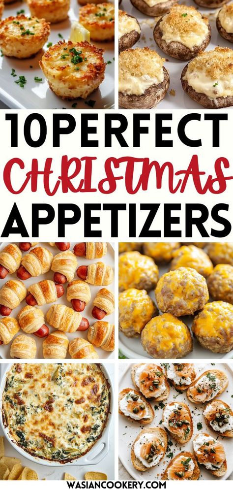 Festive Christmas appetizers arranged on a platter, perfect for holiday parties and gatherings. Christmas Dishes Appetizers, Christmas Party Appies, Christmas Party Hourdourves, Cold Christmas Starters, Christmas Party Dishes Appetizers, Simple Christmas Eve Appetizers, Favorite Christmas Appetizers, Xmas Orderves Holiday Appetizers, Christmas Apps Easy