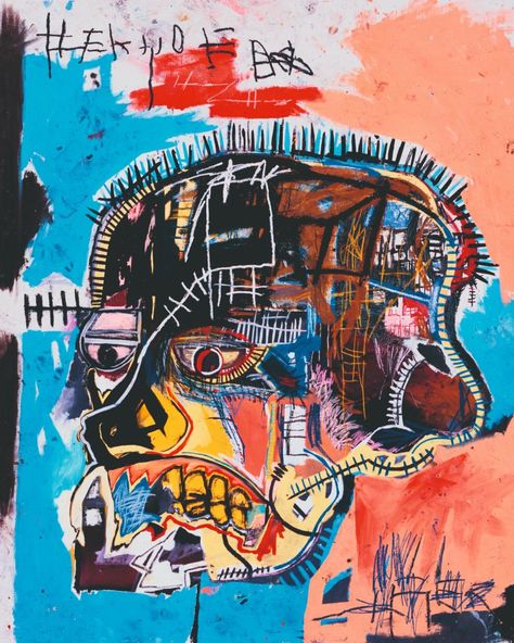 A brush with genius: A Look into Jean-Michel Basquiat's Neo-Expressionist Art - Emirates Woman Basquiat Skull, Jm Basquiat, Skull Graffiti, Jean Michel Basquiat Art, Basquiat Paintings, Basquiat Art, Gallery Wall Art Prints, Artemisia Gentileschi, Crown Art