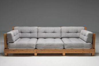 3-seater sofa in solid Pine In the style of Yngve Ekström — archive — Modest Furniture Best Sofa Designs, Diy Furniture Sofa, Outdoor Sofa Diy, Sofa Design Wood, Wooden Sofa Set Designs, Wooden Sofa Designs, Furniture Design Chair, Living Room Designs Small Spaces, Sofa Bed Design