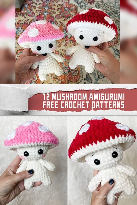 12 Mushroom Amigurumi Crochet Patterns - FREE Amigurumi Free Pattern Mushroom, Mushroom Person Crochet Pattern Free, Tiny Mushroom Crochet Pattern Free, Crochet Mushroom People, Mushroom Man Crochet Pattern Free, Crochet Mushie Pattern Free, Mushroom Man Crochet Pattern, Crochet Fidget Mushroom Free Pattern, Crochet Mushroom Doll Pattern Free