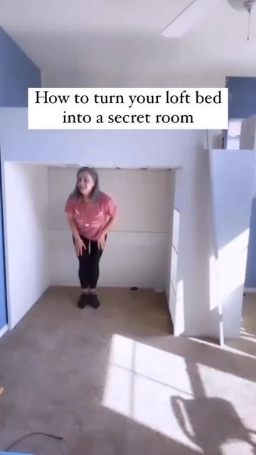 Farmhouse Stylebook on Instagram: "@melissagarchiediy turned her LOFT BED INTO A SECRET ROOM!🤩 LOOKS SOOOO AMAZING!💖💖💖 Check out @melissagarchiediy for more videos!👍 And don’t forget to follow us for daily farmhouse posts! ❤️(credit: @melissagarchiediy )⠀⠀⠀⠀⠀ —⠀⠀⠀⠀⠀⠀ Follow us for daily farmhouse love❤⠀⠀⠀⠀⠀⠀⠀⠀⠀⠀⠀⠀⠀⠀⠀⠀⠀⠀⠀⠀⠀⠀⠀⠀ .⠀⠀⠀⠀⠀⠀⠀⠀⠀⠀⠀⠀⠀⠀⠀⠀⠀⠀⠀⠀⠀⠀⠀⠀⠀ .⠀⠀⠀⠀⠀⠀⠀⠀⠀⠀⠀⠀⠀⠀⠀⠀⠀⠀⠀⠀⠀⠀⠀⠀⠀ #farmhousedecor #farmhouse #countryliving #farmhouseliving #joannagaines #farmhousehome #modernfarmhousestyle #fa Secret Loft Room, How To Turn Your Loft Bed Into A Secret Room, Cool Secret Rooms, Build A Loft Bed, American Farmhouse Style, Secret Room, Secret Space, Cottages And Bungalows, Country Living Magazine