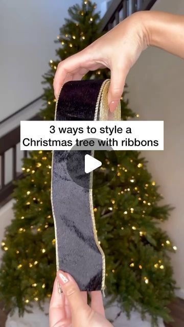 White Ribbon For Christmas Tree, Color Lights On Christmas Tree, How To Make Ribbons For Christmas Trees, What To Do With Christmas Tree Trimmings, Ribbon On Christmas Garland, How To Place Ribbon On Xmas Tree, Christmas Tree Decor Tutorial, Tulle Christmas Tree Garland, Ribbons On Christmas Tree Ideas