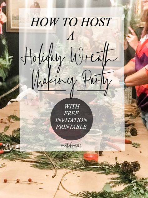 Make Your Own Wreath Party, Wreath Making Party Supplies, Hosting A Wreath Making Party, Christmas Wreath Decorating Party, How To Host A Card Making Party, Christmas Wreath Party Ideas, Diy Wreath Making Party, Wreath Making Station, How To Make Your Own Wreath