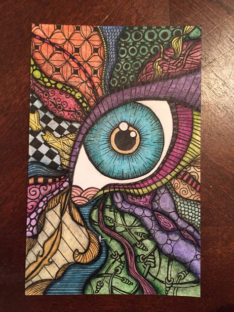 Zentangle postcard An Eye, Art