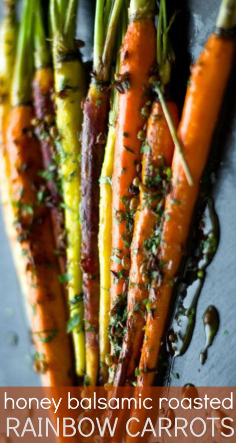 Tri Colored Carrots Recipe, Rainbow Carrot Recipes, Balsamic Carrots, Carrot Recipes Side Dishes, Old Dishes, Carrots Side Dish, Roasted Rainbow Carrots, Baked Carrots, Honey Balsamic