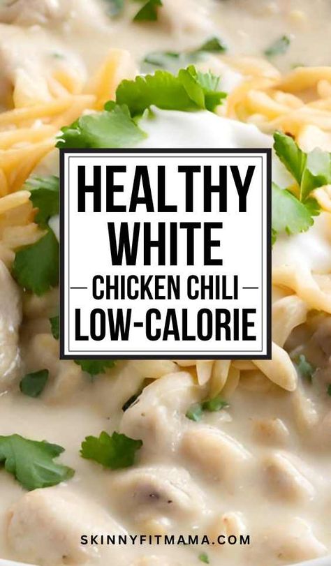 White Chili Healthy Crock Pot, White Chili Recipes Crockpot, Low Calorie White Chicken Chili Crockpot, Low Calorie Chicken Chili Recipe, Low Carb White Chicken Chili Crockpot, White Chili Chicken Recipe Healthy, White Chicken Chili With Rotisserie Chicken, Mediterranean White Chicken Chili, Low Cal White Chicken Chili