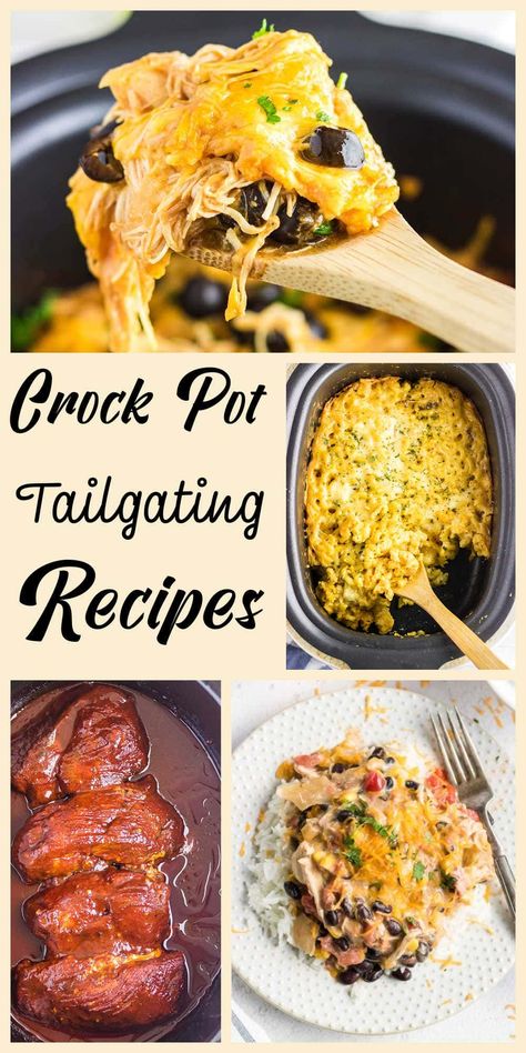 You'll love these crockpot tailgating recipes that are easy to make, travel well, and are always crowd favorites during football season! Crockpot Tailgating Recipes, Sunday Football Food Appetizers Crock Pot, Tailgate Food Ideas Crockpot, Football Crockpot Meals, Game Day Slow Cooker Recipes, Concession Stand Food Ideas Crock Pot, How To Keep Food Warm At Tailgate, Best Tailgate Desserts, Recipes That Travel Well