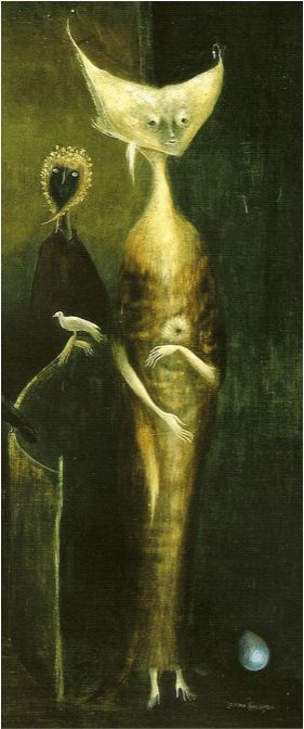 Leonora Carrington, detail from Samain (c. 1951). Oil on canvas. Leonora Carrington Art, Zdzisław Beksiński Paintings, Art Sinistre, Leonora Carrington, Zdzisław Beksiński, Art Noir, Max Ernst, Mexican Artists, Art Brut