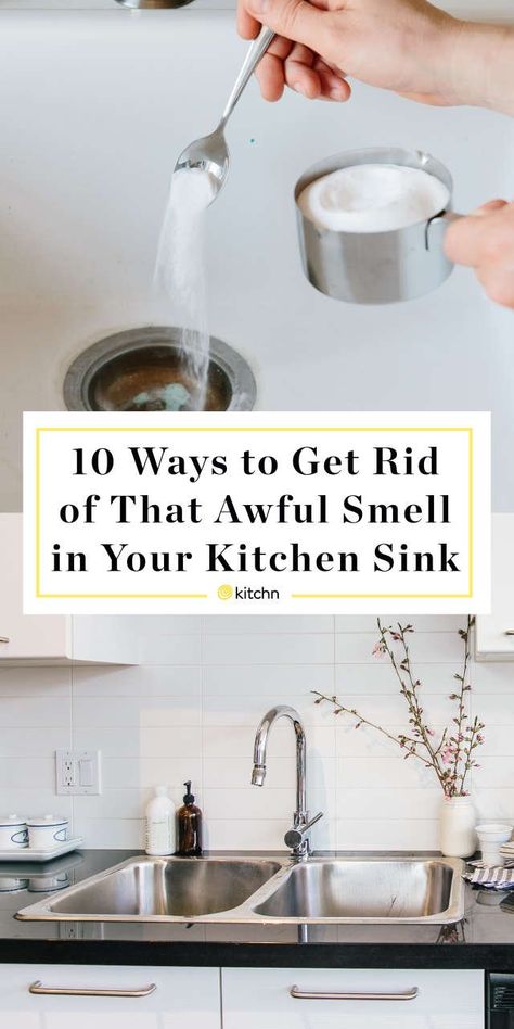 Get Rid of Stinky Kitchen Sink Smells. Does your sink smell like sewer or rotten eggs in your kitchen or bathroom? Here's how to freshen it up and make it smell good without any chemicals! How To Get Rid Of Smelly Sink Drains, How To Get Rid Of Stinky Sink Drains, Stinky Kitchen Sink Drain, Kitchen Sink Smells Bad, Sink Smells Bad How To Get Rid, Kitchen Sink Cleaning Hacks, Kitchen Drain Smell, Smelly Sink Drain, Sink Drain Smell