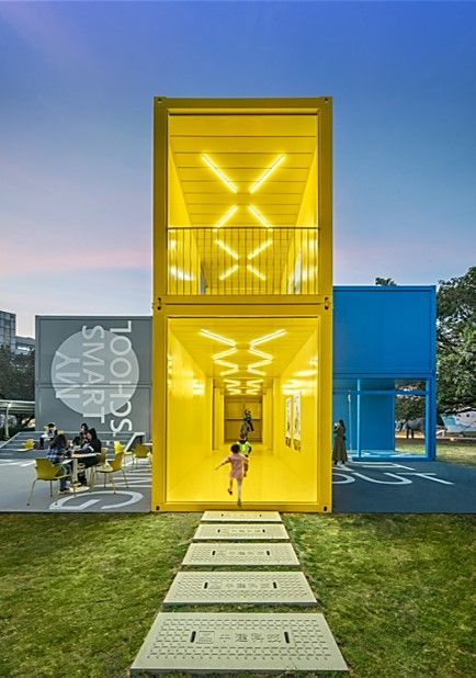 Container Installation, Container Gallery, Shipping Container Architecture, Architecture Restaurant, Container Office, Future School, Container Buildings, Container Architecture, Casa Container