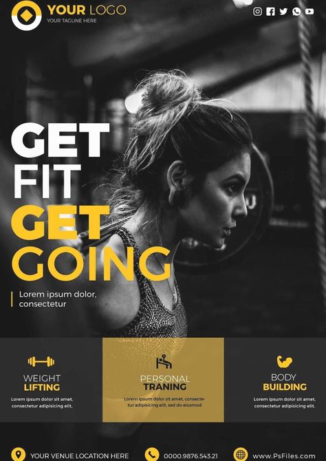 Gym Offers Poster, Fitness Promotion Ideas, Fitness Design Graphics, Gym Offer Poster Design, Fitness Graphic Design, Graphics Design Flyer, Gym Advertising, Offer Poster, Gym Flyer