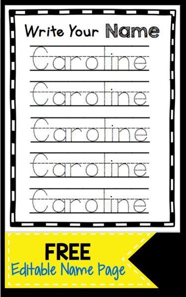 Learn to Write Your Name FREEBIE - use this free printable worksheet to type and edit your child's name - can be used for all of your students too if you're a teacher! Name Worksheets, Name Template, Kindergarten Names, Name Writing Practice, Preschool Names, Name Tracing Worksheets, Name Practice, Learn To Write, Write Your Name