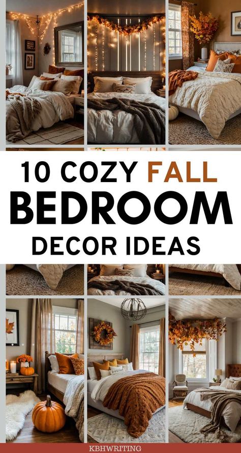 Cozy Fall Bedroom Ideas: Simple And Warm Inspirations Fall Bedroom Colors Bedding, Fall Inspired Bedding, Fall Color Bedroom Ideas, Fall Bedding Cozy, Cozy Fall Bedroom Ideas, Blankets Autumn, Bedroom Ideas Simple, Fall Bedroom Aesthetic, Fall Bedroom Ideas