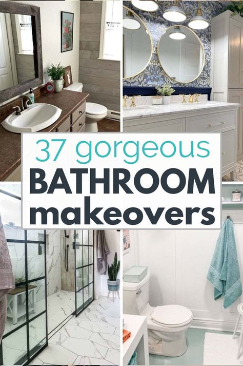 These gorgeous bathroom makeovers are filled with beautiful design inspiration and affordable DIY projects to inspire your next bathroom renovation. There are ideas here for everything from a complete gut renovation to a simple update with paint and accessories. Find the perfect inspiration and tutorials for your own bathroom makeover. Cheap Bathroom Remodel, Powder Bathroom, Bathroom Makeovers, Full Bathroom Remodel, Organization Bathroom, Maintenance Checklist, Small Bathroom Makeover, Bathroom Design Inspiration, Diy Bathroom Remodel