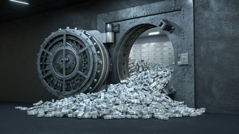 Vault door in bank with a lot of money P... | Premium Photo #Freepik #photo #money #metal #room #security Money Vault, Pink Piggy Bank, Banknotes Money, Dollar Banknote, Vault Doors, Hidden Images, Money Magnet, A Lot Of Money, Attract Money