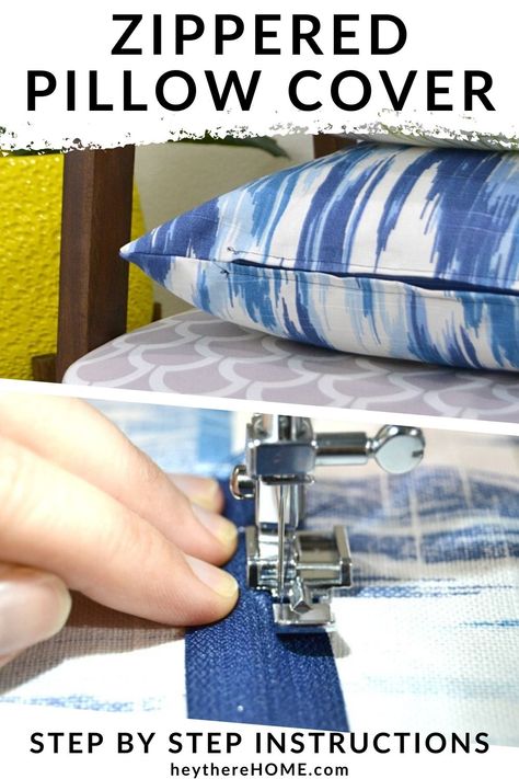 Zippered Pillow Cover, Pillow Covers Tutorial, Fabric Pillows, Sewing Cushions, Sew Zipper, Beginner Sewing Projects Easy, Sewing Pillows, Handmade Textiles, Sewing Projects For Beginners