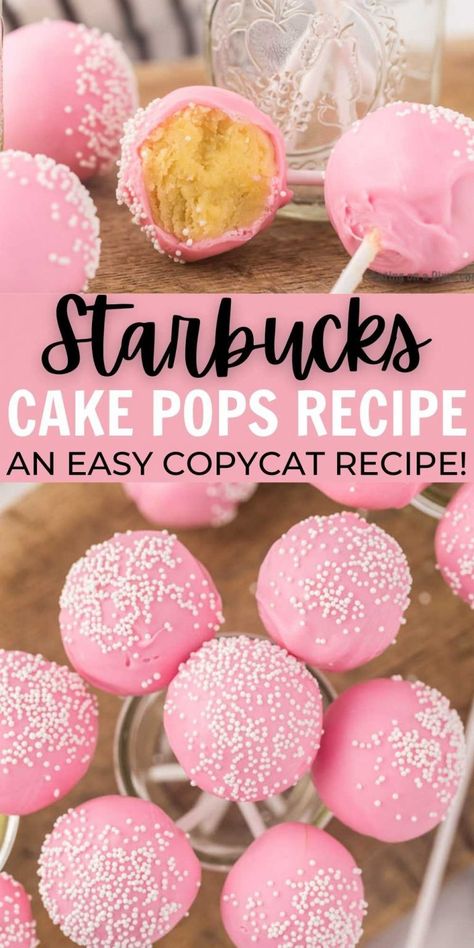 Starbucks Cake Pops Recipe, Starbucks Cake Pops, Cake Pops Recipe, Cake Pop Recipe Easy, Pink Cake Pops, Starbucks Cake, Cake Ball Recipes, Starbucks Birthday, Copycat Starbucks