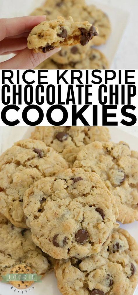 Rice Krispies Chocolate, Rice Krispie Chocolate, Cookies With Rice Krispies, Rice Krispie Cookies, Chocolate Rice Krispies, Crispy Chocolate Chip Cookies, Crispy Cookies, Chocolate Chip Cookie Recipe, Chip Cookie Recipe