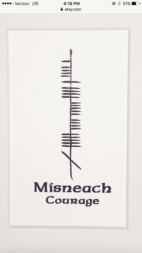 Misneach in the Ogham, a style of writing the Old Irish Language Irish Line Tattoos, Irish Writing Tattoos, Ogham Tattoo Words, Ogham Tattoo Irish, Misneach Tattoo, Irish Language Tattoo, Irish Word Tattoos, Ogham Words, Irish Witchcraft