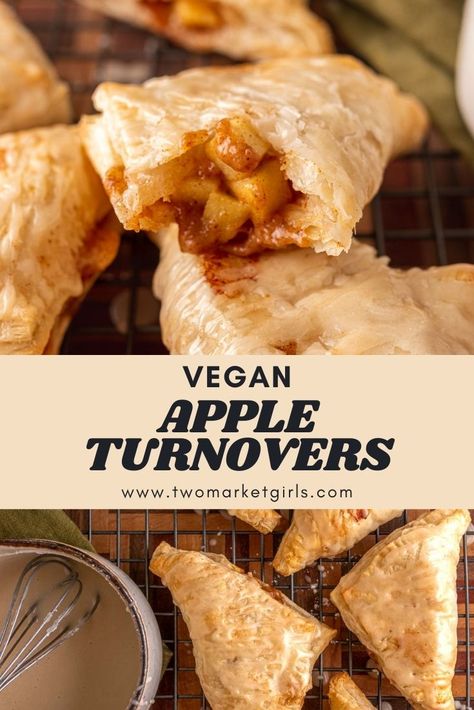 Apple Turnovers (Plant-Based, Dairy-Free) | Two Market Girls Vegan Apple Turnovers, Vegan Puff Pastry, Puff Pastry Apple, Apple Turnover Recipe, Apple Turnover, Apple Pastry, Vegan Pastries, Turnover Recipes, Apple Puff Pastry