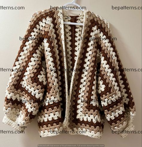 granny squares  crochet projects for beginners Two Granny Square Cardigan, 2 Granny Square Cardigan, Granys Squares Cardigan, Crochet Tutorial Cardigan, How To Crochet A Hexagon Cardigan, How Many Granny Squares For A Cardigan, Crochet Brown Cardigan, Oversized Hexagon Crochet Cardigan, Grant Square Cardigan