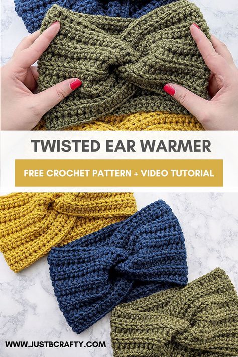 Crochet Twisted Ear Warmer, Diy Crochet Headband, Twisted Ear Warmer, Crochet Headband Tutorial, Crochet Ear Warmer Pattern, Crochet Headband Free, Easy Crochet Headbands, Crochet Headband Pattern Free, Im So Happy