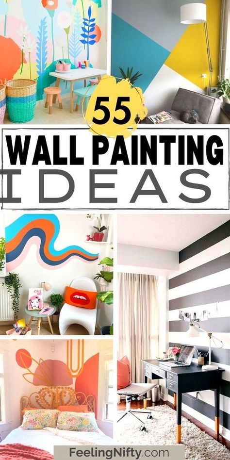 Ready to bring some personality to your living space? Discover 55 DIY wall painting ideas that are guaranteed to create a bold and stylish interior design! From abstract to geometric, these easy-to-follow projects are perfect for both amateur and experienced artists alike. Feature Wall Painting Ideas, Painting Wall Half And Half, Wall Abstract Painting Ideas, Wall Splatter Paint Ideas, Paint On Brick Wall, Decorating Painting Ideas For Walls, How To Paint An Accent Wall Bedroom, Painted Wall Treatments, Wall Design Ideas With Paint