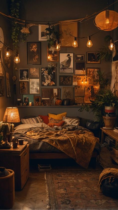 Unleash Your Urban Creativity: 15 Street Style Room Ideas to Revamp Your Space - Inspire Inlet Perfect Room Aesthetic, Mens Room Design Bedrooms, Room Aesthetic Ideas Vintage, Living Room Decor Grunge, Interior Design Bedroom Men, Apartment Decor Inspiration Aesthetic, Grunge Room Decor 90s Vintage, Bohemian Grunge Bedroom, Cozy Student Room