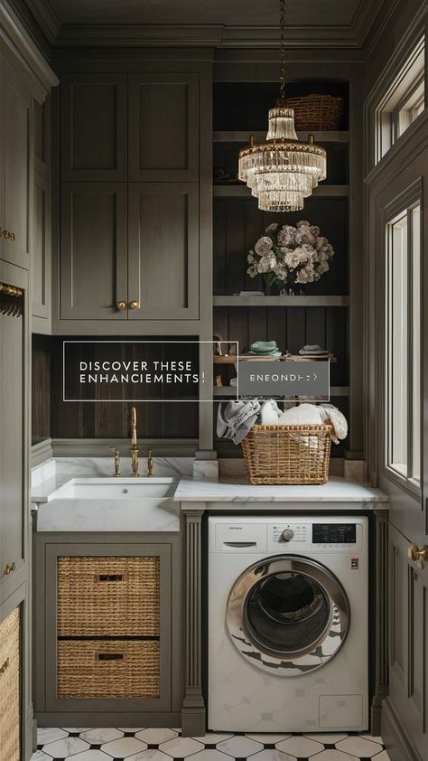 [AffiliateLink] Luxury Transformations: Small Laundry Room IdeasUnveil Transformative Luxury Ideas For Small Laundry Rooms That Make A Big Impact. Elevate Your Space With Elegance And Style!  #Sophisticatedspaces #Compactdesign #Elegantliving #Luxurytransformations #Smallrooms #Laundryroomdesign #pantrylaundryroomcombodesign Italian Laundry Room Ideas, Small Laundry Room Litter Box Ideas, Grey Laundry Cabinets, Small Laundry Room Ideas Green, Brown Laundry Room Ideas, Grey And White Laundry Room Ideas, Laundry Room With Powder Room, Laundry Room With Built Ins, Sink Next To Washer And Dryer