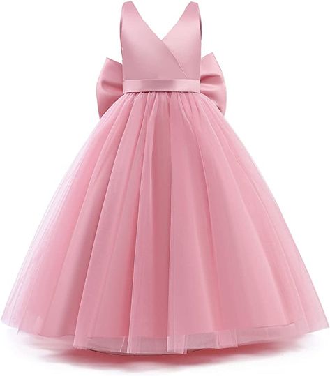 Kids Gown Design, Pink Dresses For Kids, Kids Prom Dresses, Kids Party Wear Dresses, Princess Dress Kids, Girls Maxi Dresses, Prom Ball Gown, Kids Gown