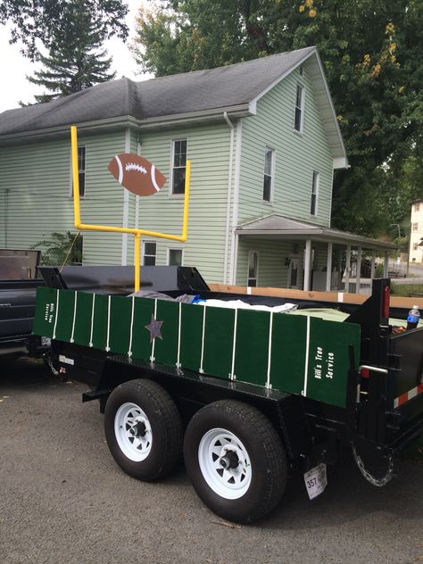 Football Float - DIY Parade Football Float Ideas, Football Parade Signs, Football Theme Parade Float, Football Floats Parade Ideas Easy, Football Parade Float Ideas Diy, Hoco Float Ideas Football, Home Coming Float Ideas, Homecoming Float Ideas Cheerleaders, Football Team Parade Float