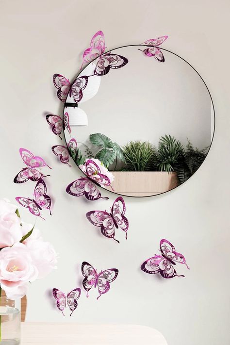 Fresh Home Decor, Mirror Decor Ideas, Butterfly Mirror, Butterfly Nursery, Butterfly Stickers, Luxury Bedroom Decor, Beautiful Mirror, Home Decor Idea, Room Stickers