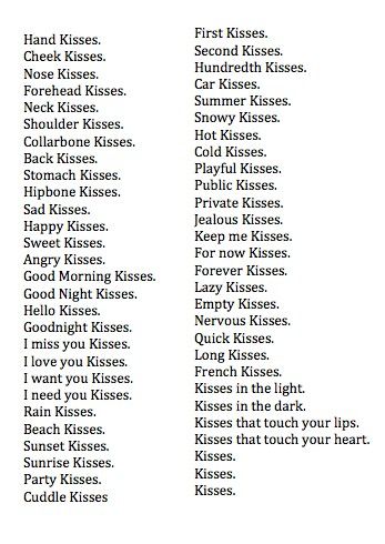 So many types of kisses. Which one is your favorite?? Stomach Kiss, Soup Videos, Otp Prompts, Types Of Kisses, Good Morning Kisses, Writing Dialogue Prompts, Forehead Kisses, Dialogue Prompts, Recipes Diet