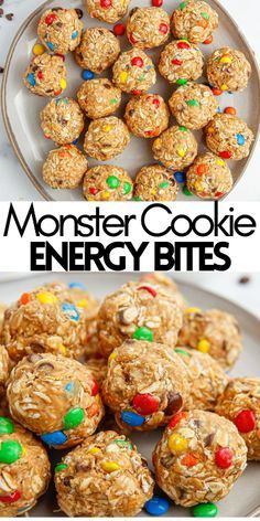 Monster Cookie Protein Balls, Cookie Protein Balls, Strawberries And Cream Oatmeal, Protein Balls Healthy, Protein Balls Recipes, Monster Cookie, After School Snack, Parchment Paper Baking, Peanut Butter Honey