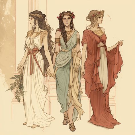 Greek Dresses Drawing, Old Greek Dress, Greece Traditional Dress, Greek Clothes Ancient, Ancient Greece Clothing Goddesses, Old Greek Clothing, Ancient Greek Robes, Greek Woman Clothing, Ancient Greek Fashion Woman