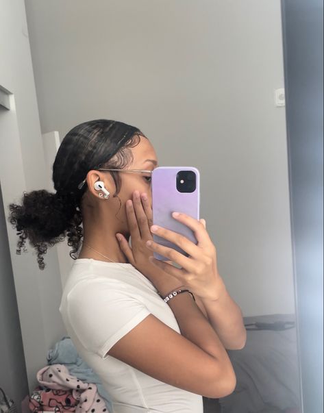 Middle part slick back Middle Part Slick Back Bun Natural Hair, Slick Back Middle Part Bun, Middle Part Slick Back Natural Hair, Middle Part Slick Back Bun, Slick Back Middle Part, Middle Part Slick Back, Low Curly Bun, Middle Part Bun, 4c Natural Hairstyles Short