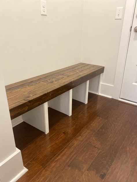 Ever wondered how to craft your own custom built-in mudroom bench? Dive into our Pinterest board and take a sneak peek behind the scenes of a fun DIY project. Check out the blog for more! Front Door Built In Bench, Garage Entry Bench, Diy Entryway Bench With Storage Cubbies, Cubby Bench Diy, Entry Way Bench Built In, Entrance Bench Diy, Diy Mud Bench Entryway, Built In Entryway Bench With Storage, Build Mudroom Bench