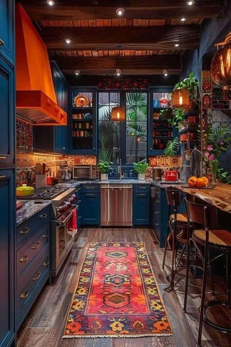 Colorful Eclectic Kitchen, Hippie Kitchen, Colorful Kitchen Ideas, Colorful Kitchens, Maximalist Kitchen, Funky Kitchen, Kitchens Ideas, Bohemian Kitchen, Hippie Lifestyle